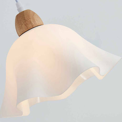 BlossomGlow Hängelampe – Moderne blumenförmige Deckenlampe aus Holz und Acryl