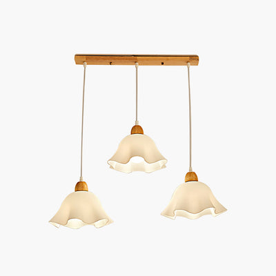 BlossomGlow Hängelampe – Moderne blumenförmige Deckenlampe aus Holz und Acryl