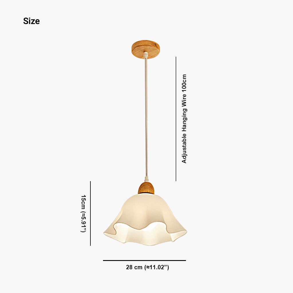 BlossomGlow Hängelampe – Moderne blumenförmige Deckenlampe aus Holz und Acryl