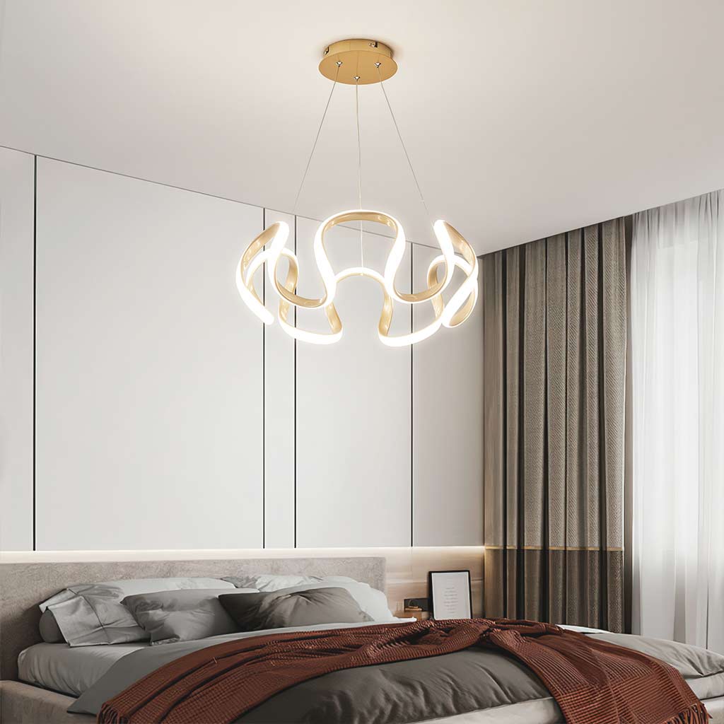 Luxe Halo LED Kroonluchter - Rond Ontwerp in Aluminium en Goud