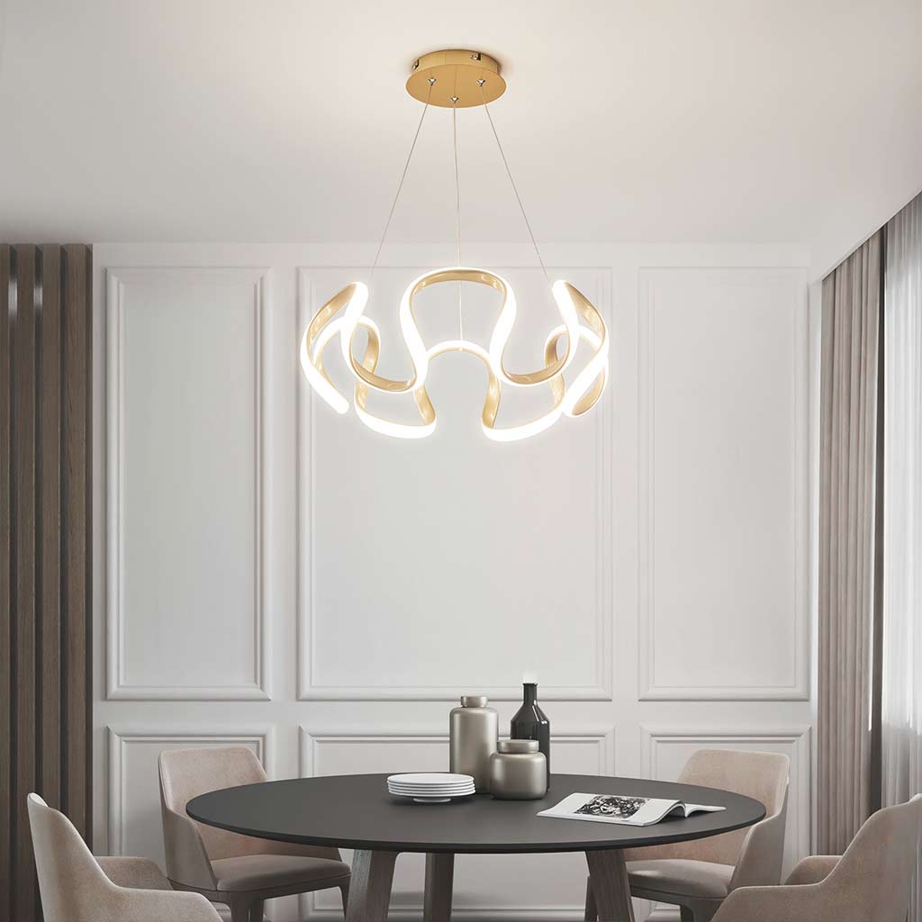 Luxe Halo LED Kroonluchter - Rond Ontwerp in Aluminium en Goud