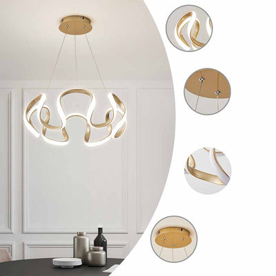 Luxe Halo LED Kroonluchter - Rond Ontwerp in Aluminium en Goud