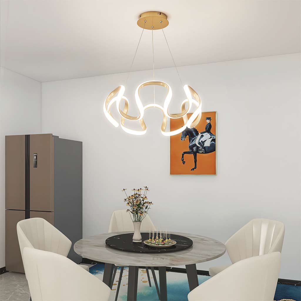 Luxe Halo LED Kroonluchter - Rond Ontwerp in Aluminium en Goud