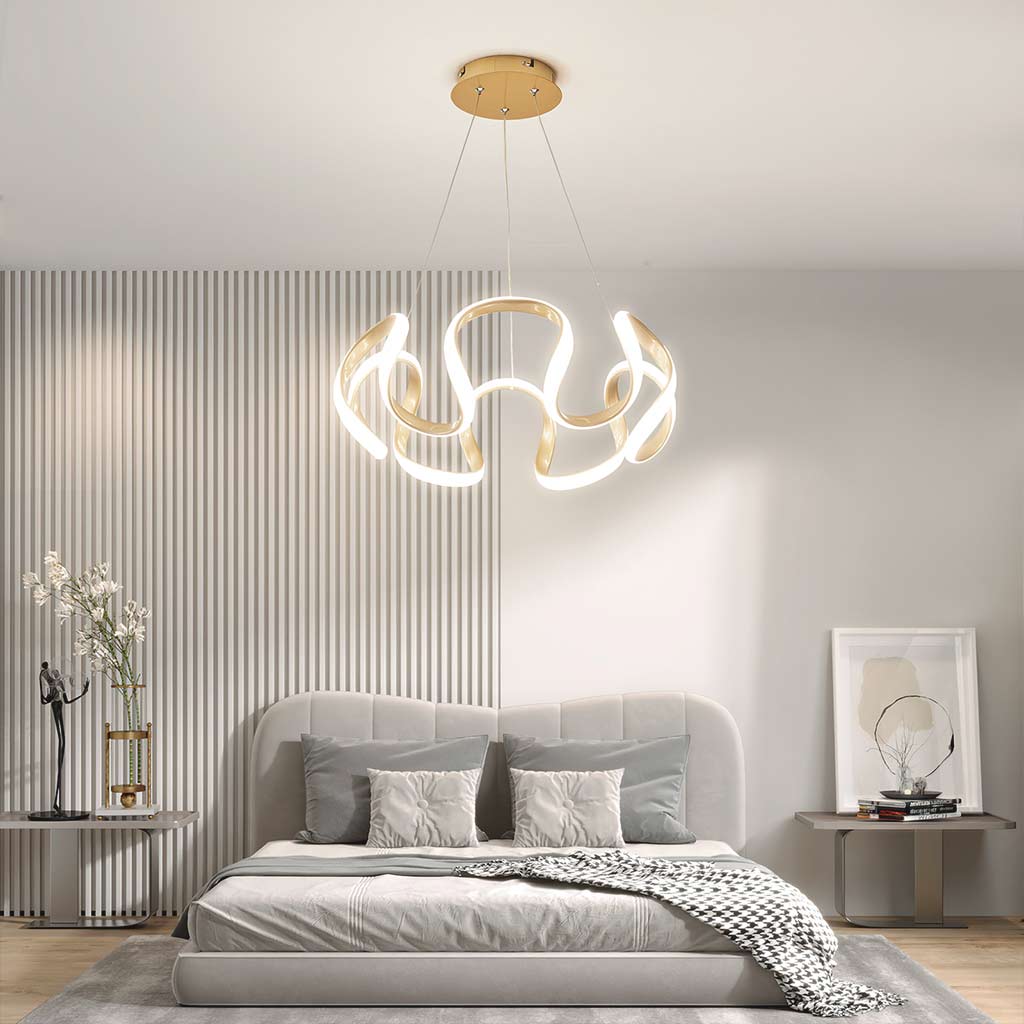 Luxe Halo LED Kroonluchter - Rond Ontwerp in Aluminium en Goud