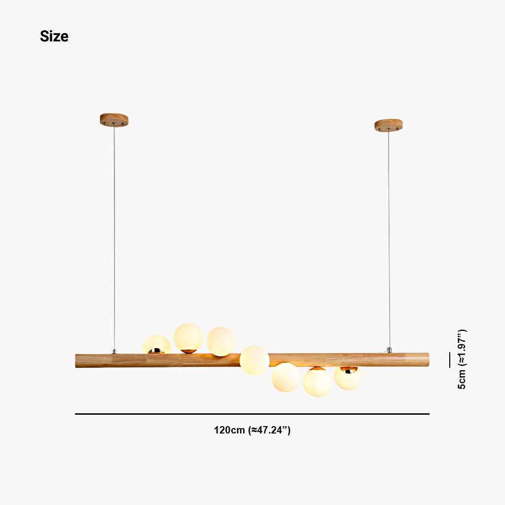 LineaGlow Hängelampe – Elegantes lineares Design aus Holz und Glas für Esszimmer