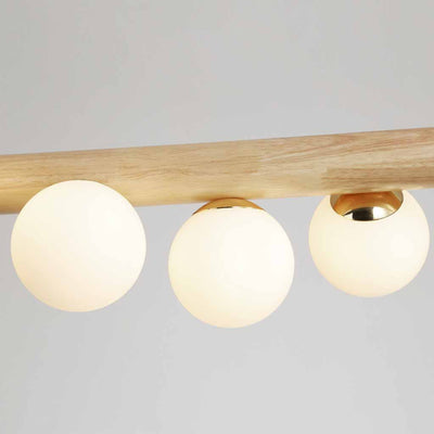 LineaGlow Hanglamp – Elegant Lineair Design in Hout en Glas voor Eetkamers