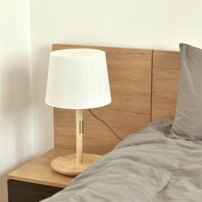 NoordLux Lamp - Premium Hout met Elegante Stoffen Accenten