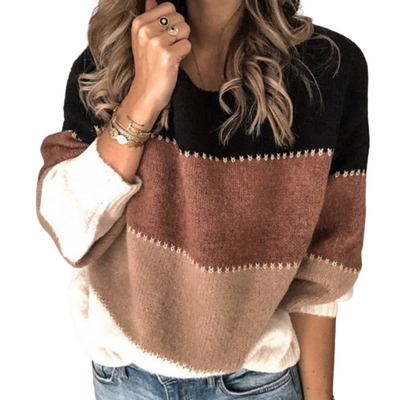 Warmer gestreifter Pullover für Damen | Luft