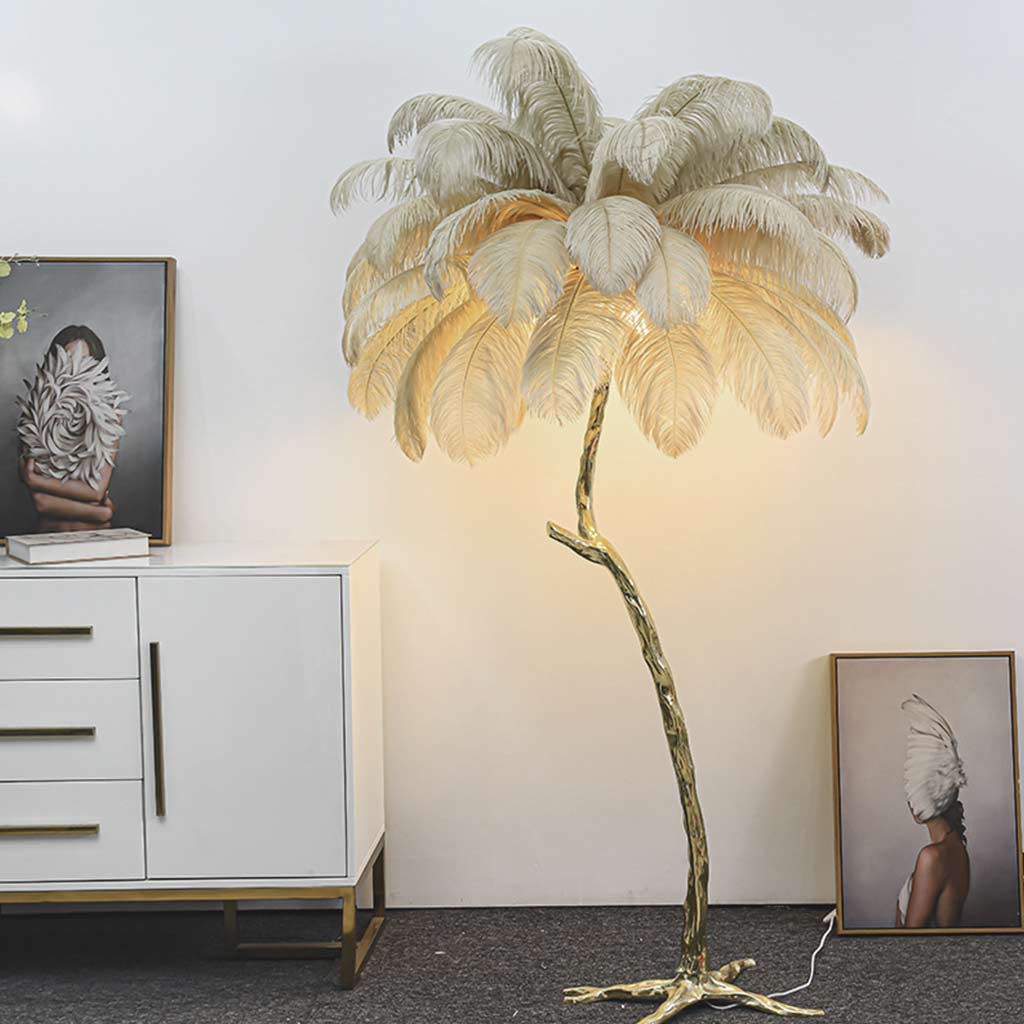 Elegance Feather Floor Lamp in Copper Brass - Luxe 70, Available in 4 Stunning Colors