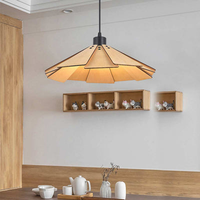 ZenLicht Hanglamp – Nostalgische Japanse Basswood Plafondlamp voor Eetkamers en Bars