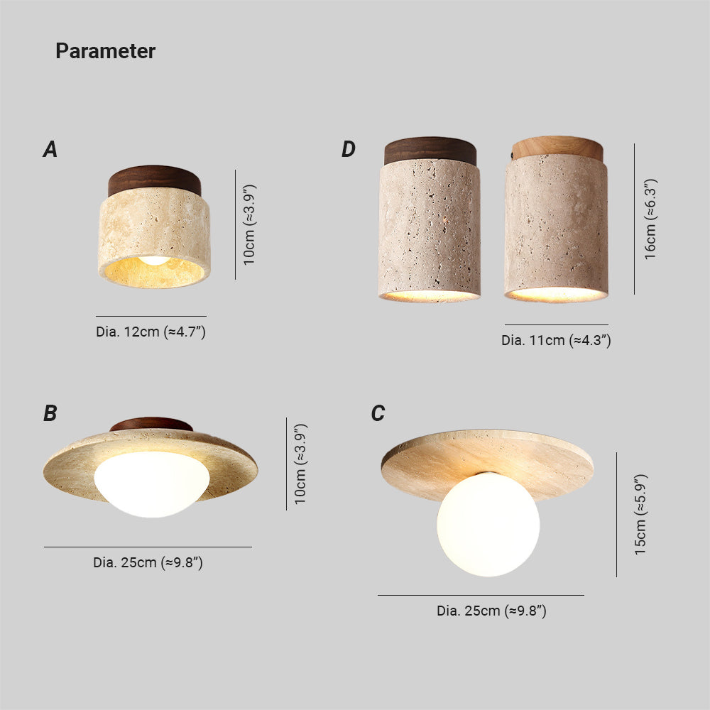 Romus Plafondlamp Retro-Stijl Steen Hout Gang