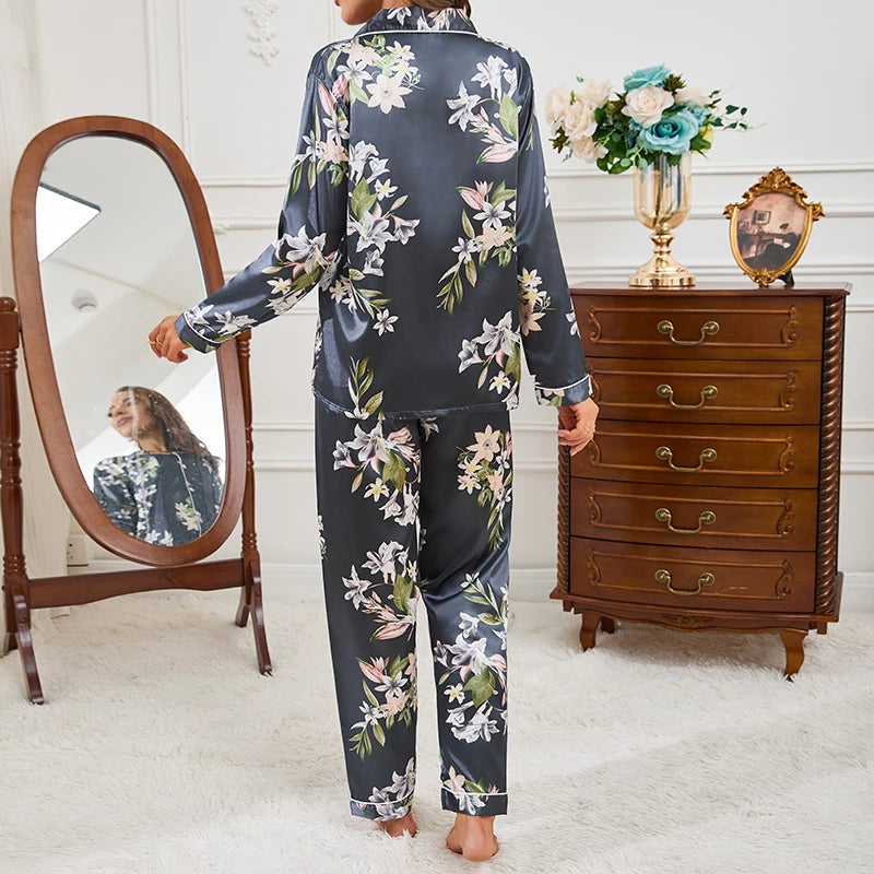 Dames Zijdesatijnen Pyjama Set met Lange Mouwen | Seraphine