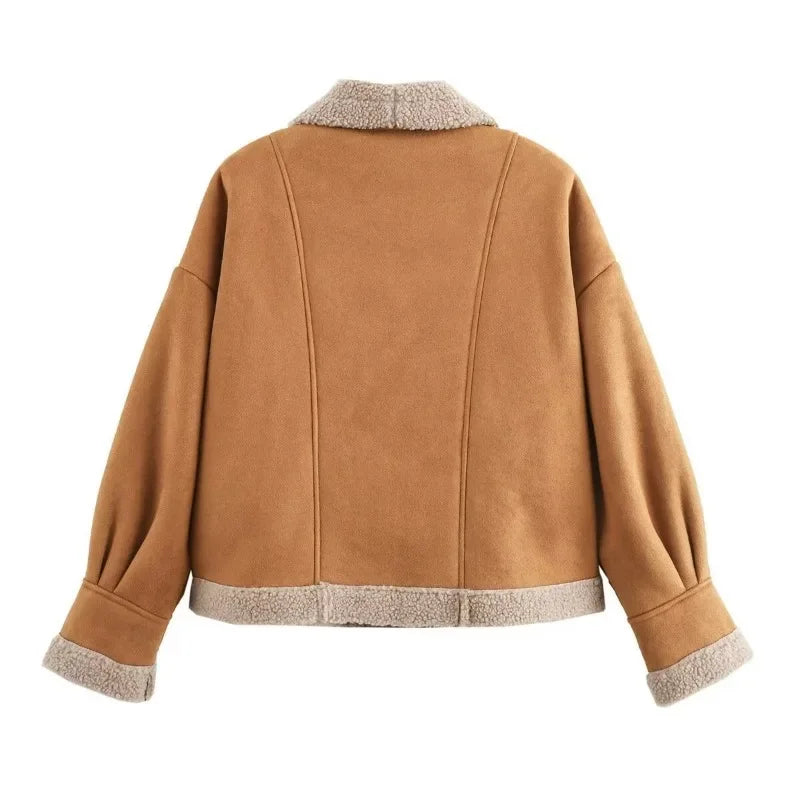 Dames Korte Shearling Jas met Knopen | Eva