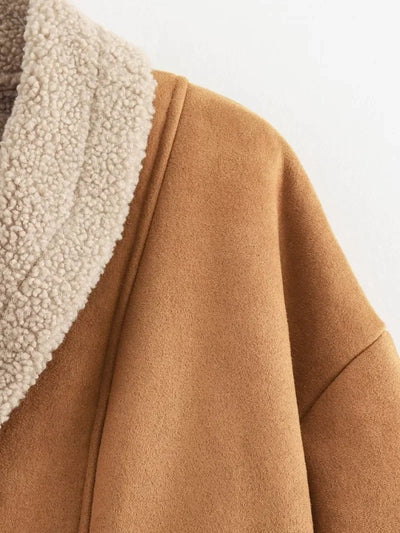 Dames Korte Shearling Jas met Knopen | Eva