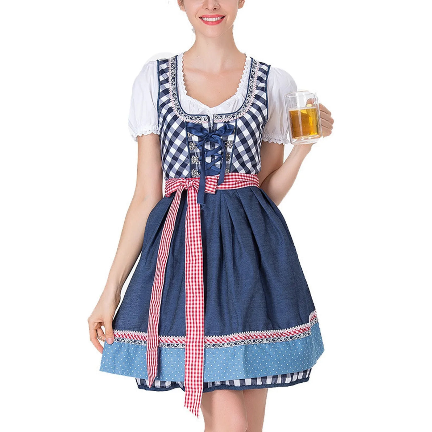 Geruite Dirndl Jurk Oktoberfest Kostuum | Lieselotte