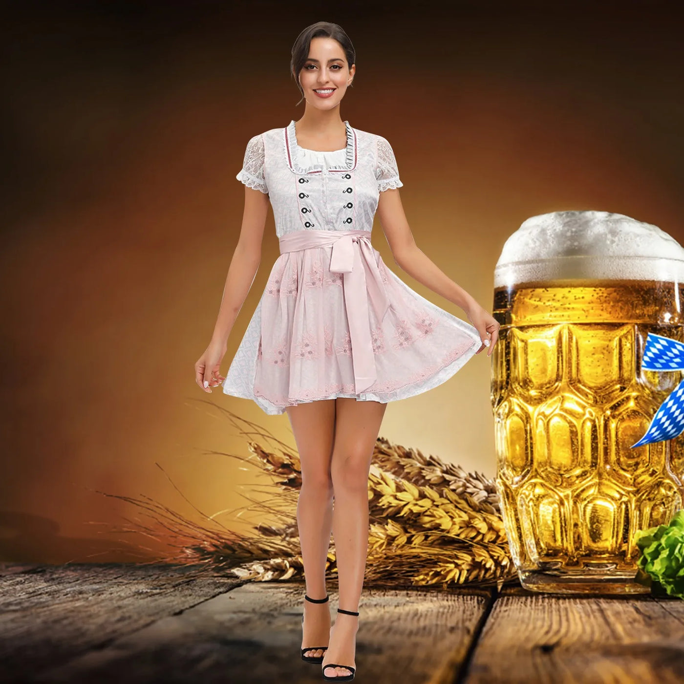 Oktoberfest Vrouwen Elegante Vintage Jurk met Kanten Top | Clara