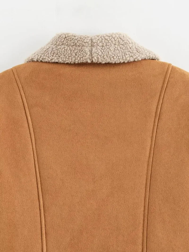 Dames Korte Shearling Jas met Knopen | Eva