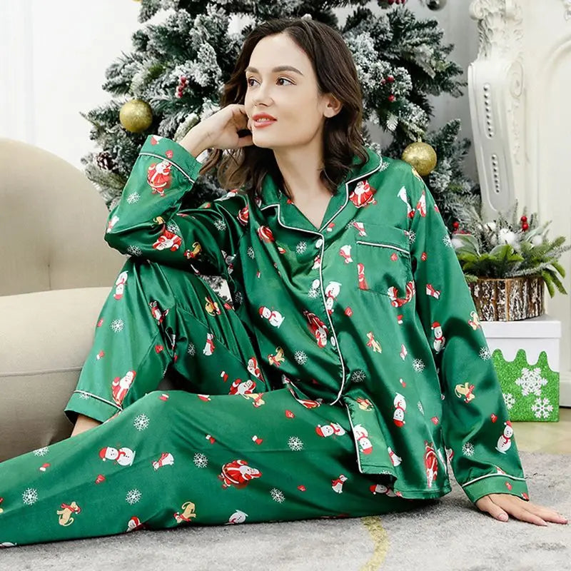 Luxuriöser Pyjama aus Seidensatin für Damen | Celeste