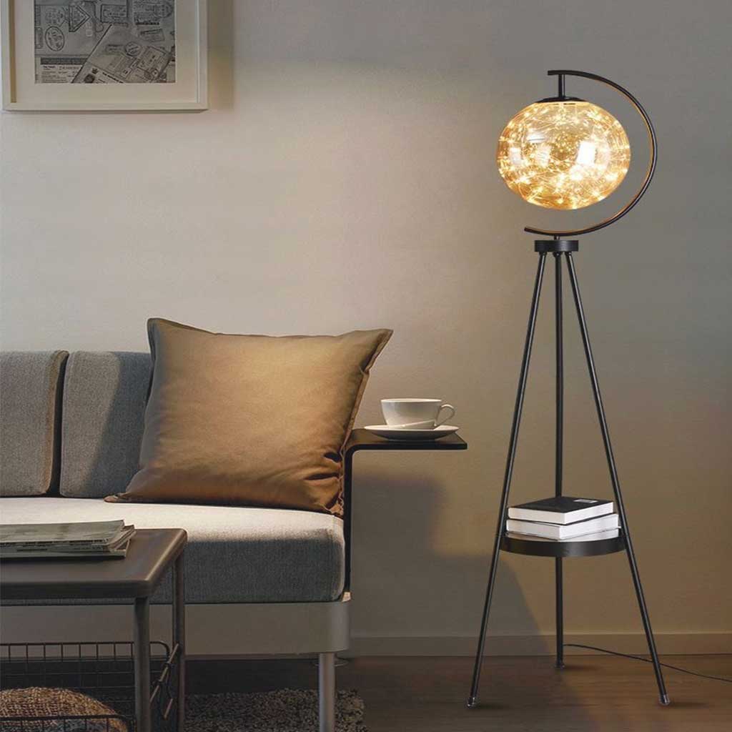 Enchanted Glow Stehlampe mit Tablett – einzigartiges Feenglas-Design