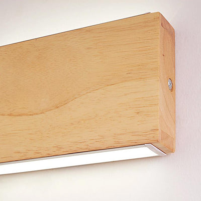 AuroraWood Moderne rechteckige LED-Wandleuchte für Schlafzimmer – Holzdesign