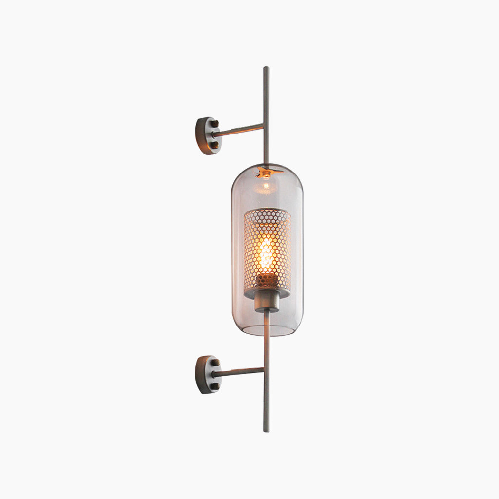 BronzeGlow: Moderne Decoratieve Wandlamp met Glas Cylinder of Bol