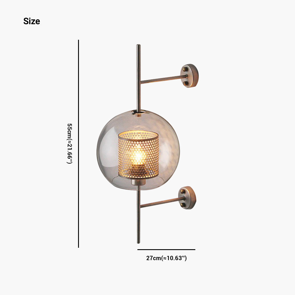 BronzeGlow: Moderne Decoratieve Wandlamp met Glas Cylinder of Bol