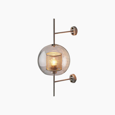 BronzeGlow: Moderne Decoratieve Wandlamp met Glas Cylinder of Bol