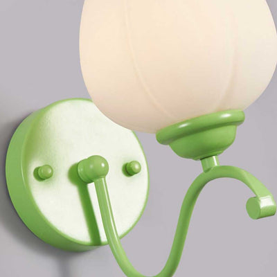 BloesemLicht | Wandlamp met Crème Glazen Bloem in Groen en Wit