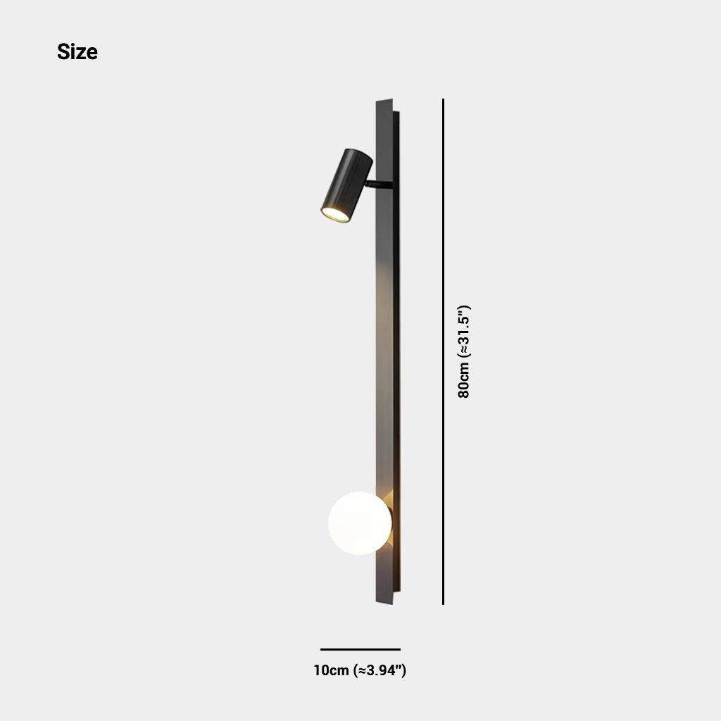 LichtLynx | Lineare Wandleuchte mit Glaskugel – Schwarz und Gold