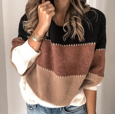 Warmer gestreifter Pullover für Damen | Luft