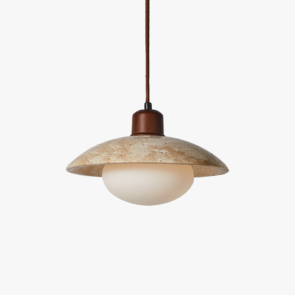 Wazor Wabi-Sabi Retro Rond Glas Steen LED Hanglamp Woonkamer Slaapkamer