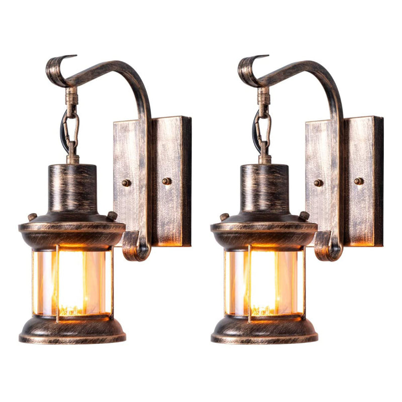 VintageStijl Industriële Wandlamp in Zwart en Brons - Metaal en Glas Binnenverlichting