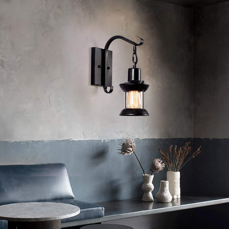 VintageStijl Industriële Wandlamp in Zwart en Brons - Metaal en Glas Binnenverlichting