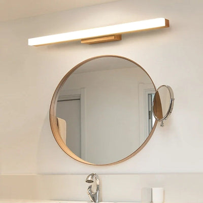 LuxeLineaire LED Wandlamp voor Badkamer en Woonkamer - Houten Afwerking