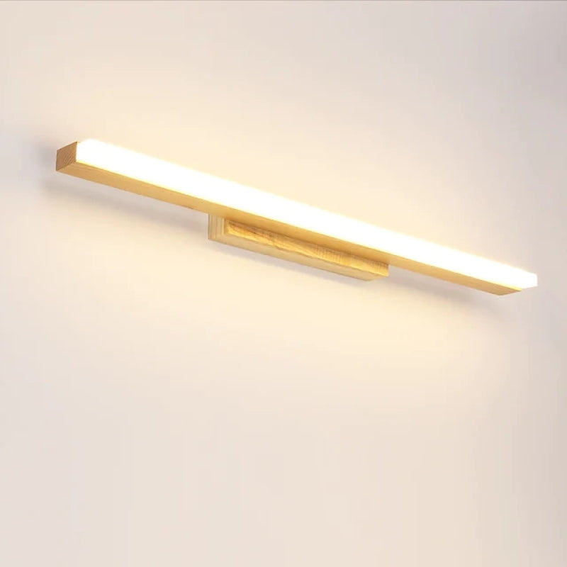 LuxeLineaire LED Wandlamp voor Badkamer en Woonkamer - Houten Afwerking