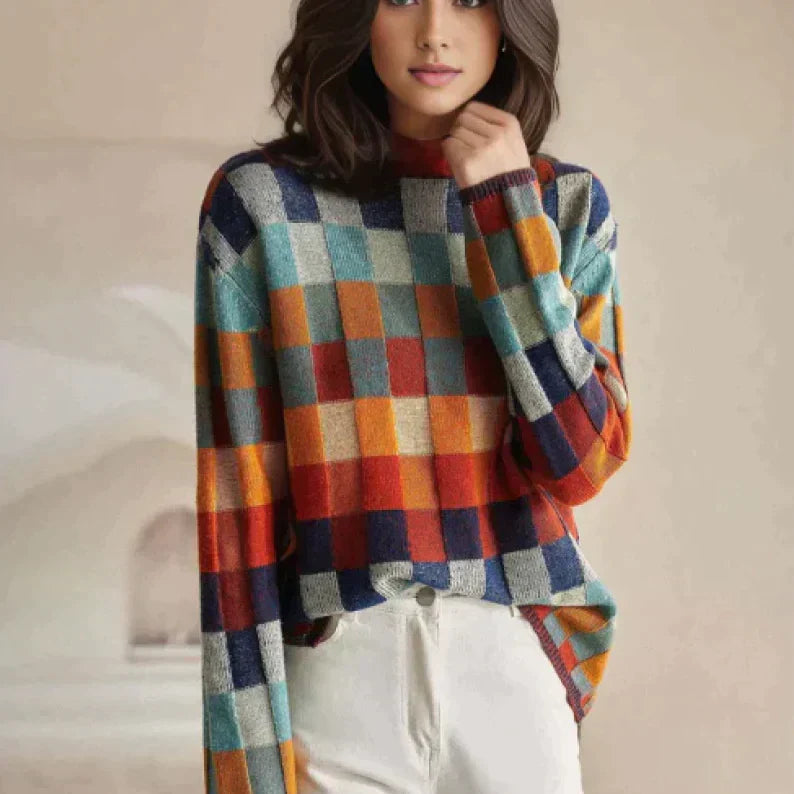 Cashmere Couture Patchwork-Rolkragen voor Dames | Eveline