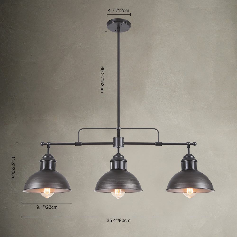 Industrielle Küche 3-Licht Dome Hängeleuchte