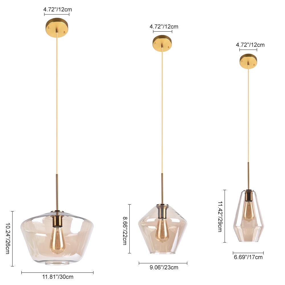 Moderne Messing Geometrische Glazen Hanglamp