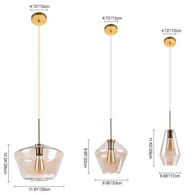 Moderne Messing Geometrische Gläserne Hängeleuchte