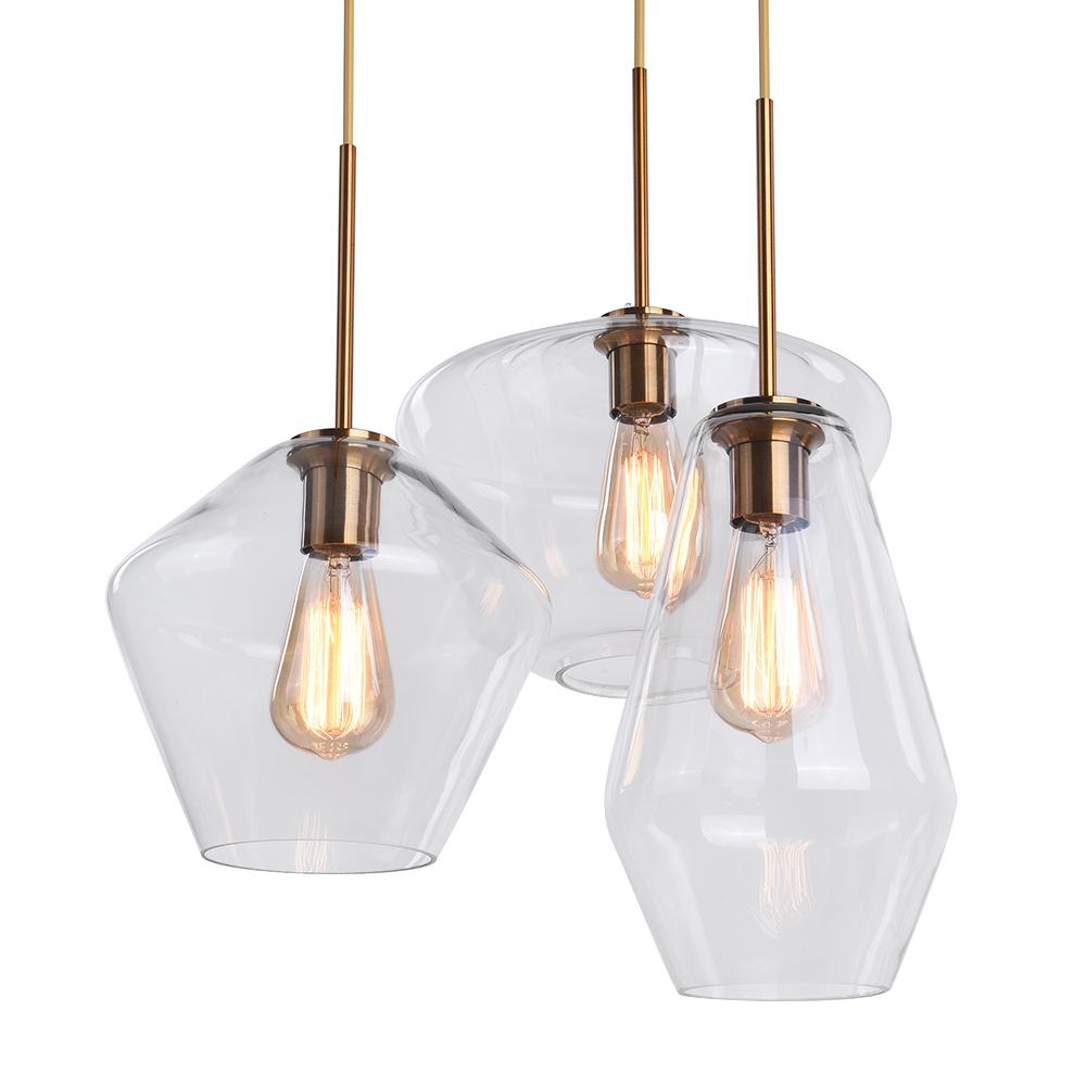 Moderne Messing Geometrische Glazen Hanglamp