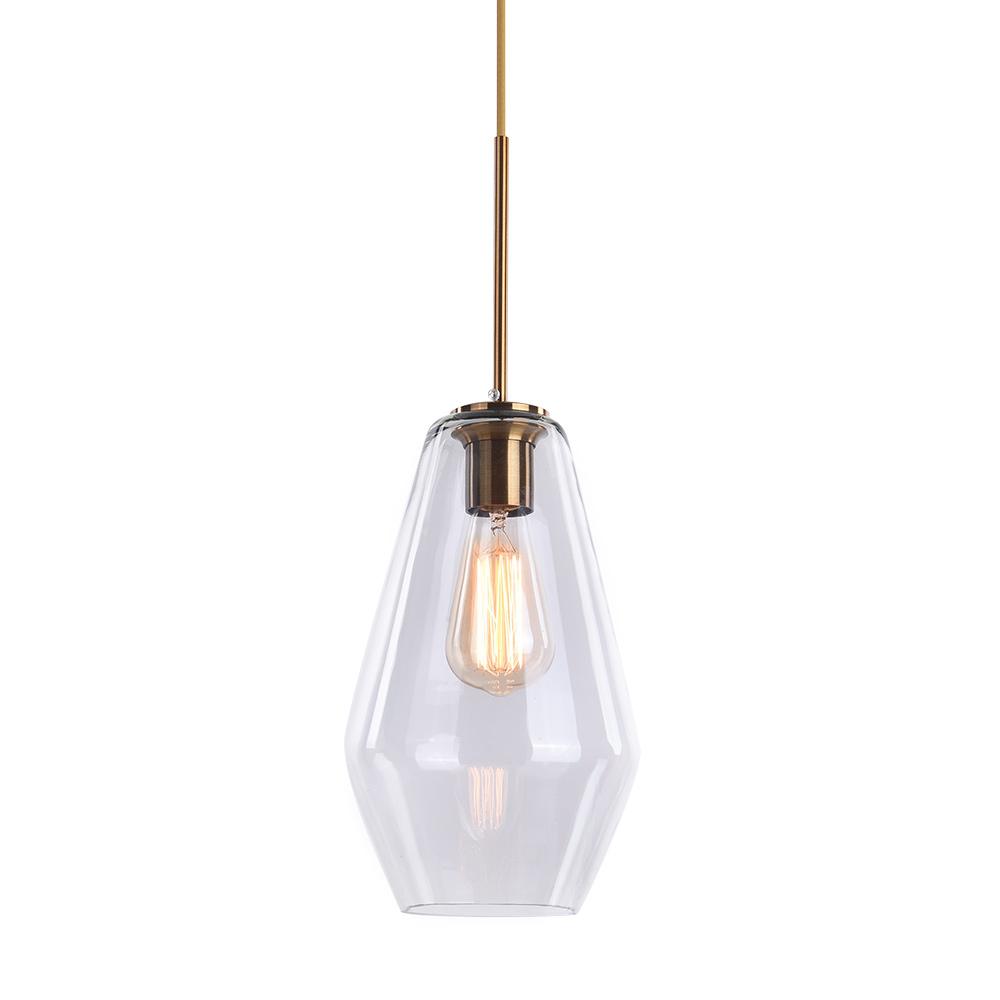 Moderne Messing Geometrische Glazen Hanglamp