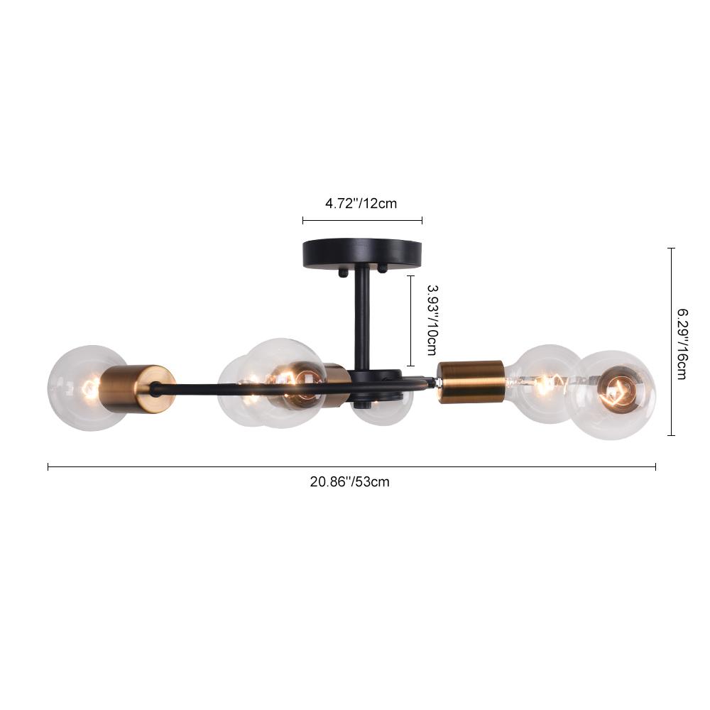 Mid-Century 6-Lichts Sputnik Verstelbare Semi Flush Mount