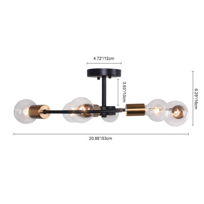 Mid-Century 6-Lichts Sputnik Verstelbare Semi Flush Mount