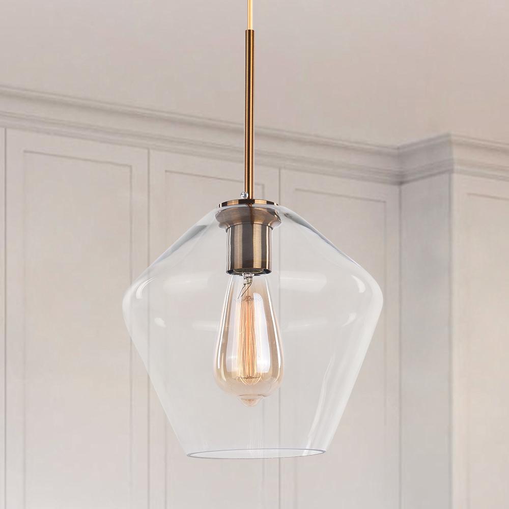 Moderne Messing Geometrische Glazen Hanglamp