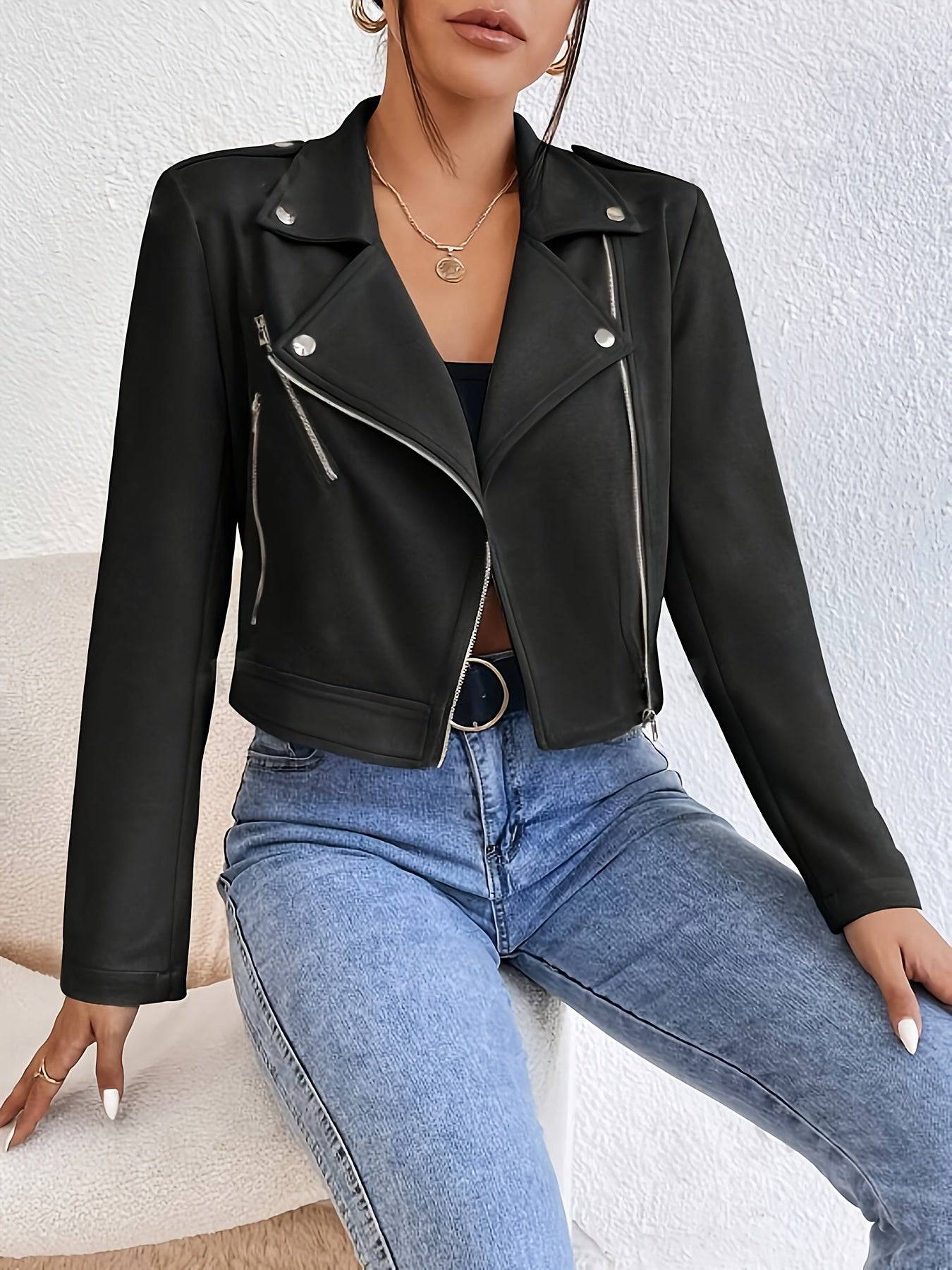 Stijlvolle Leren Crop Dames Jacket | Selina