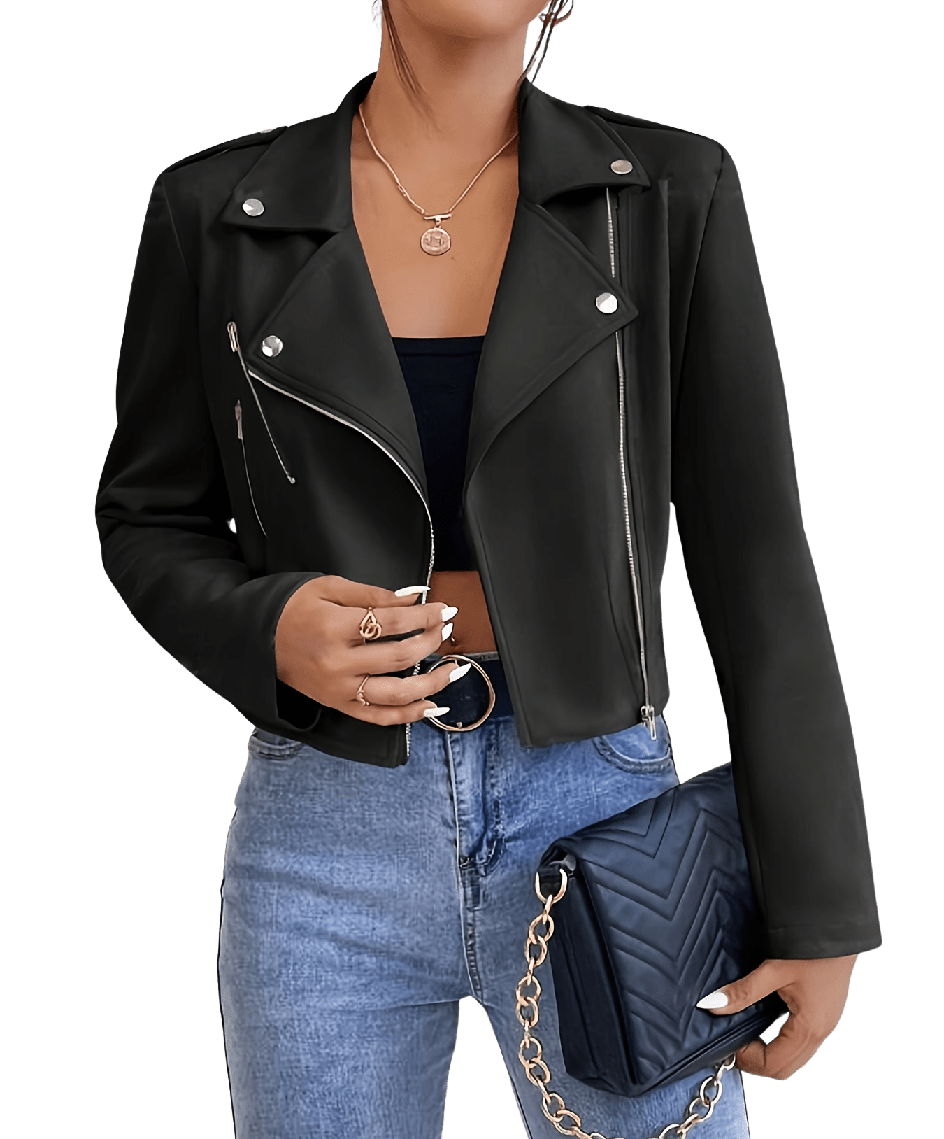 Stijlvolle Leren Crop Dames Jacket | Selina