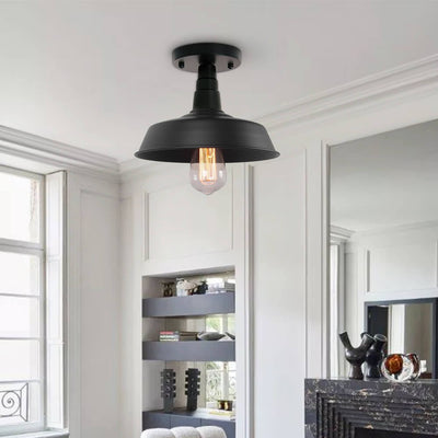 1-Licht Schwarze Potdeksel Semi Flush Mount 10,2"