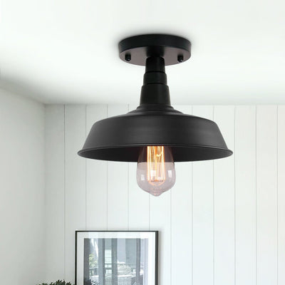 1-Licht Schwarze Potdeksel Semi Flush Mount 10,2"