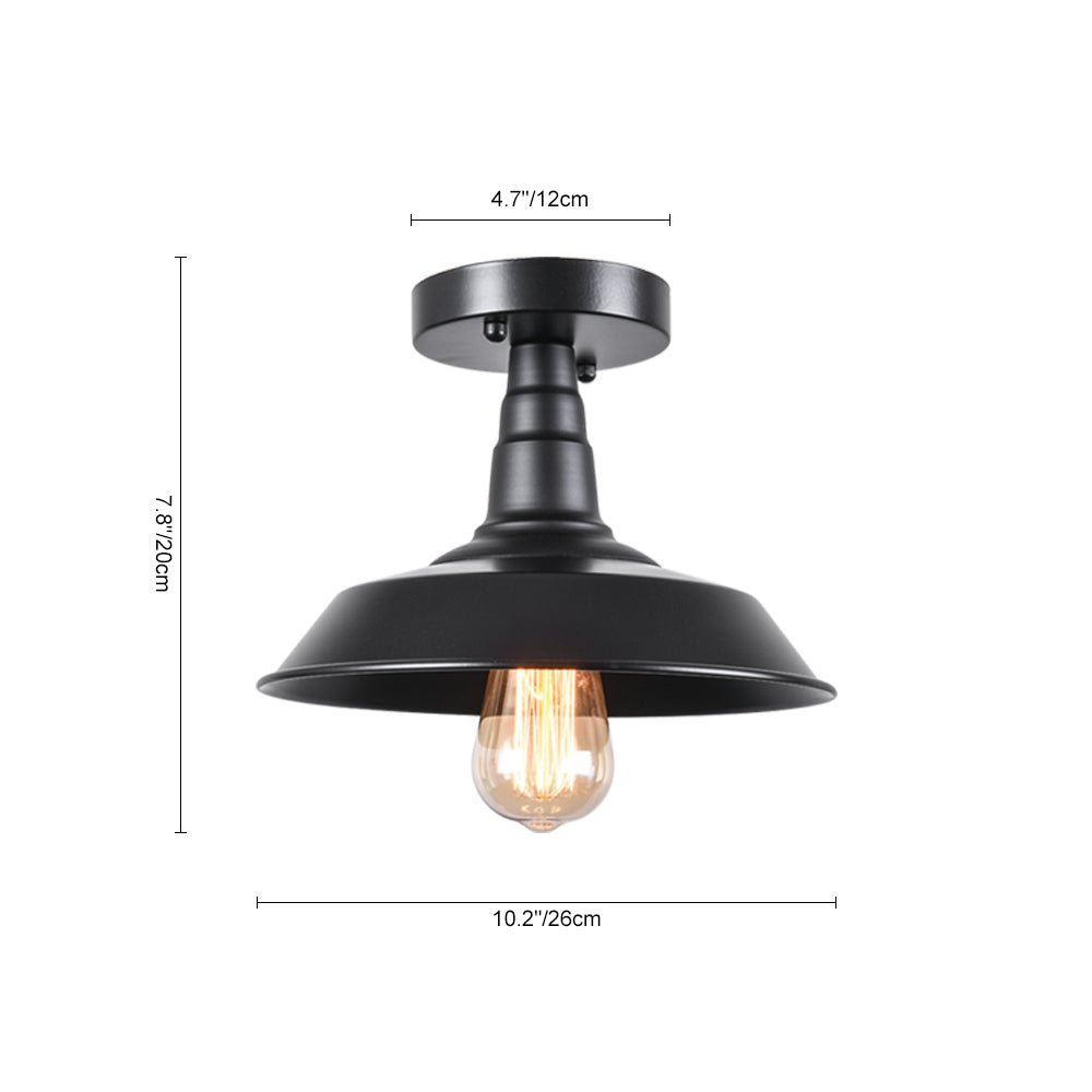 1-Licht Schwarze Potdeksel Semi Flush Mount 10,2"