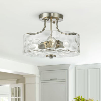 2-Licht Nikkel Glas Semi Flush Mount